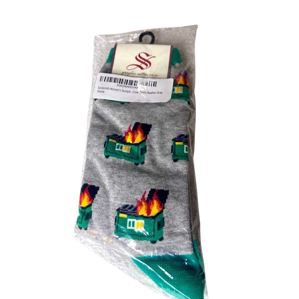 Socksmith Dumpster Fire Crew Novelty Socks New With Tags